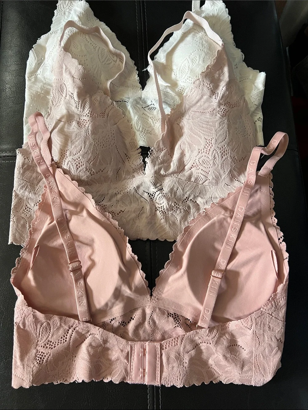 Danskin Lace Bralette Set - Pink, nude and ivory